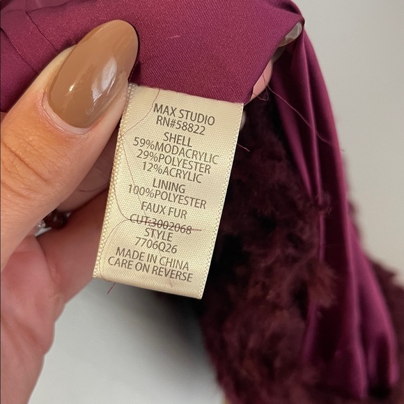 NWT Max Studio Burgundy Coat Size small - Picture 7 of 13